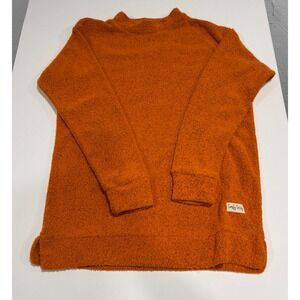 Comfy Terry Womens Burnt Orange Mock Neck Boucle Knit Pullover Sweatshirt M